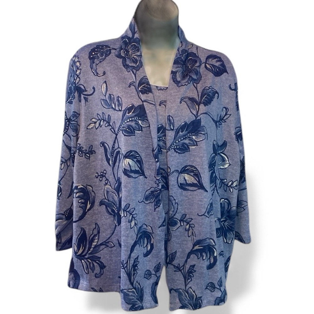 Alfred Dunner Petite Blue Knit Top